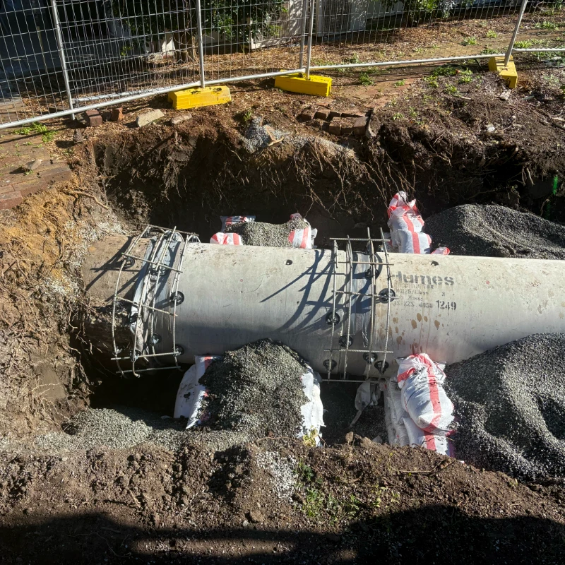 A photo of rectification works on a damaged pipe